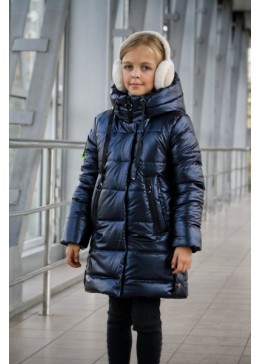 Happy Family темно-синє зимове пальто-пуховик для дівчинки Стелла